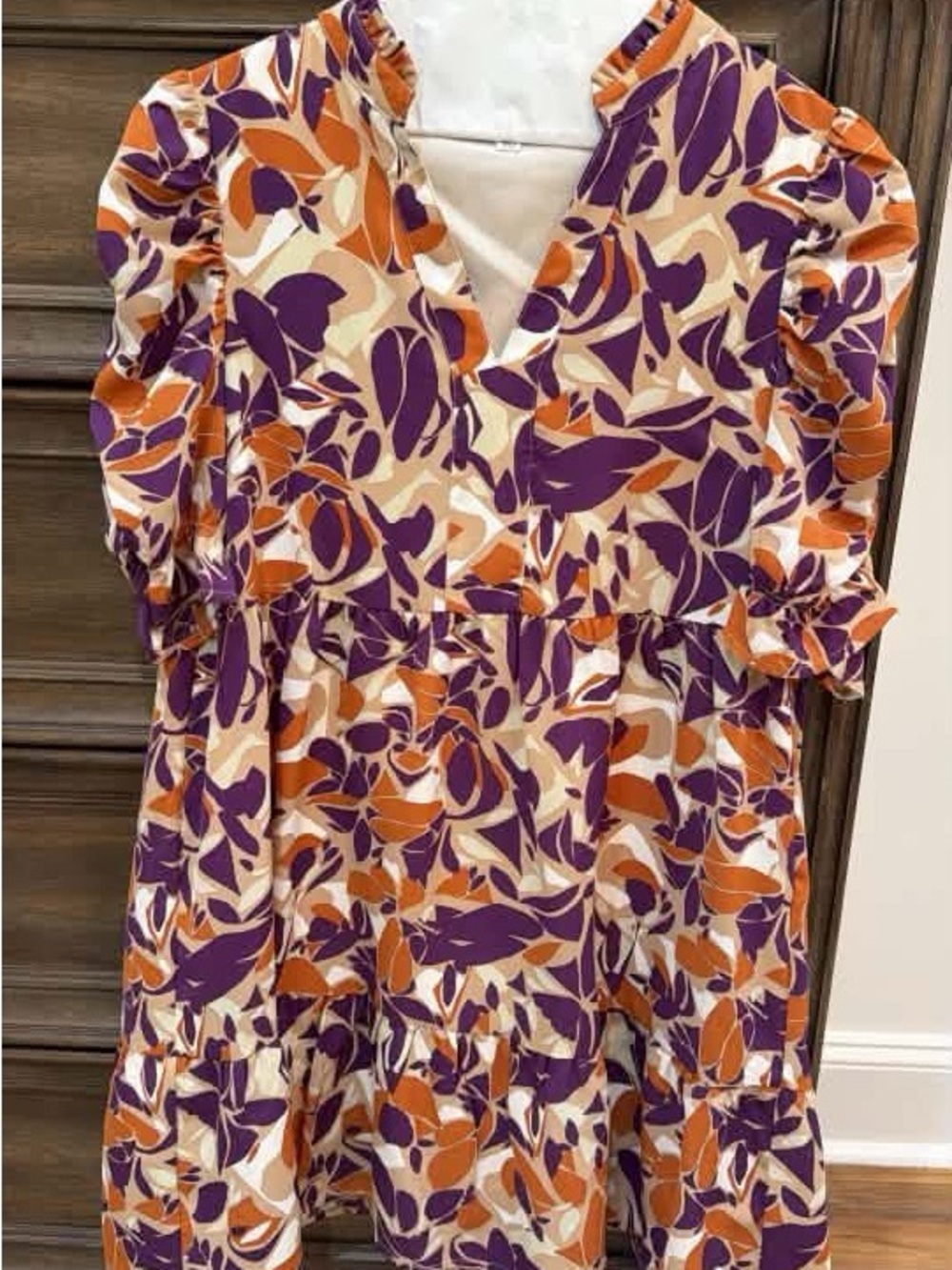 THML Mini Dress in Purple, Orange & Cream Floral Print